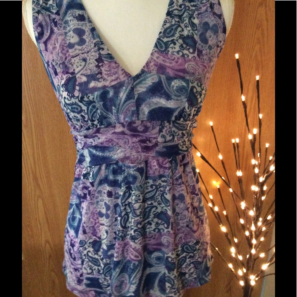 I.N.C. Blue & purple sleeveless top